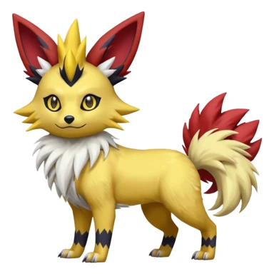 Feral Quadrupedal Digitigrade Zorua-Jolteon-Lycanroc-Furret-Renamon-Zeraora-Vernid-Sergal-fusion-hybrid-creature, full body  sticker