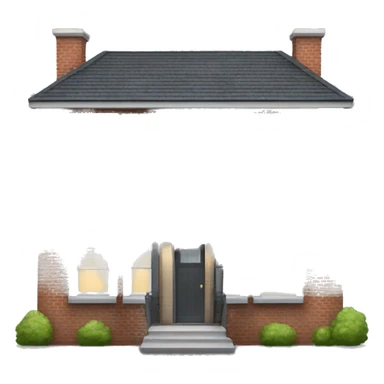 two floors brick house with dark grey windows and grey flat roof sticker