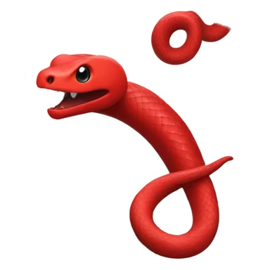 one red snake in front of a grey heart sticker