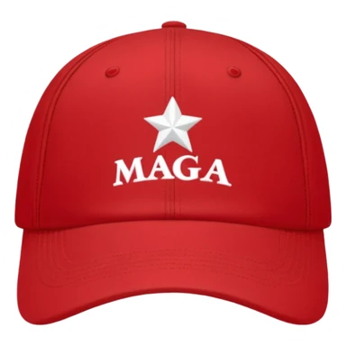 red baseball cap with MAGA on the front sticker
