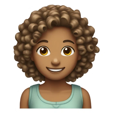 smiling girl with curly hair sticker