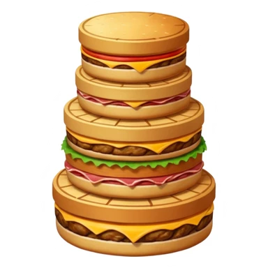 A savory food tower built from stacked meats sticker