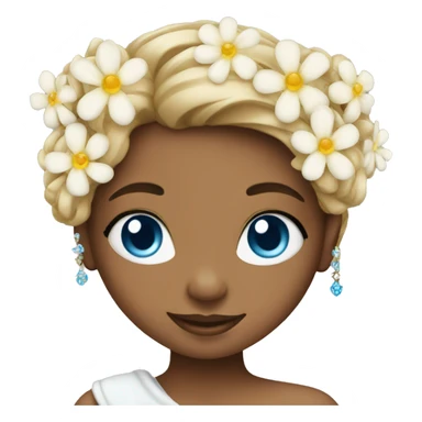 smiling girl with flower jewelry and blue eyes sticker