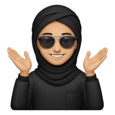 Un árabe con tu ropa negra y con gafas de sol negras que sonria sticker