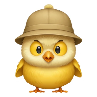 a grumpy chick wearing a hat emoji sticker