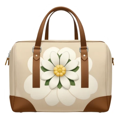 A sports bag with a pale light beige print in a small white flower sticker