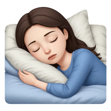 generate a girl brunette sleeping in bed. Looking upset sticker