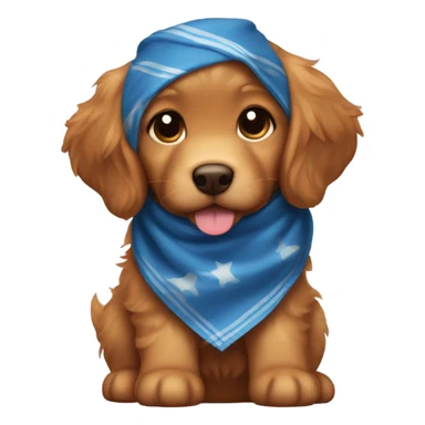Chibi fluffy dark ginger retriever puppy with blue neckerchief sticker