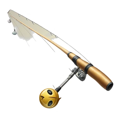 Illustrates a fishing rod, with shiny details and elegant design, in a slightly animated style. sticker