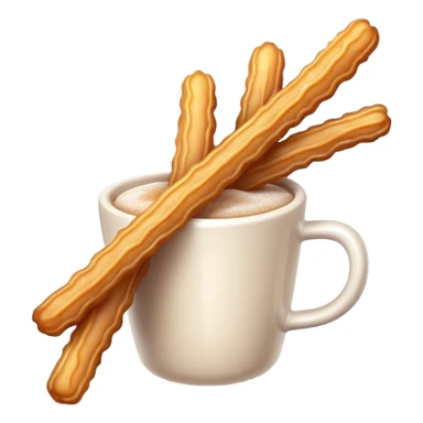 Cinematic Realistic Churros Dessert Emoji, showcasing crispy, golden-brown fried dough sticks dusted with sugar rendered with lifelike detail and warm, inviting lighting. sticker