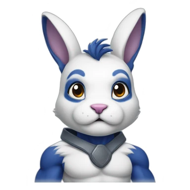 Muscular Anthro white rabbit with dark blue hair sticker