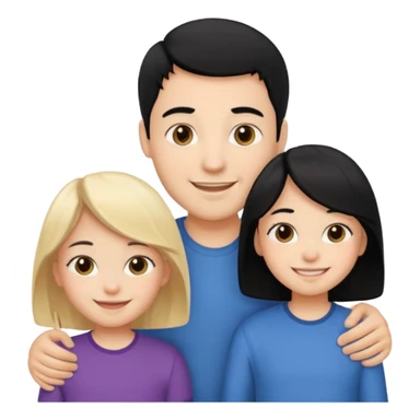 Family blach hair male + blonde female + black hair kid sticker