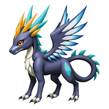 Colorful Meloetta-Zekrom-Wargreymon-Sergal-Pokémon-Digimon-Fakémon-fusion-hybrid-creature sticker