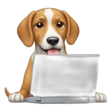 a dog typing on a pc sticker