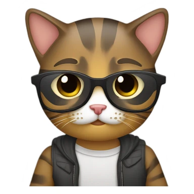 joven  gafas y gato rayado sticker
