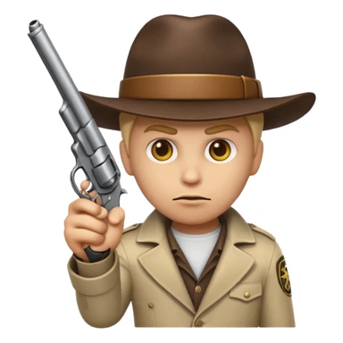 emoji character with a realistic revolver, serious face sticker