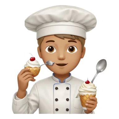 Young Male Chef eating sundae with spoon sticker