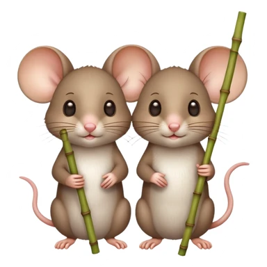 cute mice holding bamboo sticks sticker