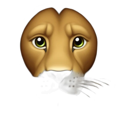 Lion fourrure marron crinière marron foncée yeux verts sticker