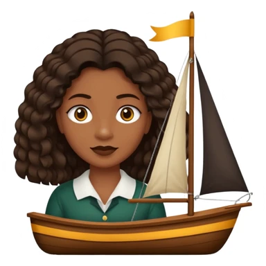 Crie um emoji que tenha o cabelo castanho médio, de cumprimento no peito, que tenha uma franja no tamanho da sobrancelha, com os olhos escuros e que use uma regata preta sticker