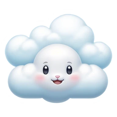 Cinematic tiny puffy bunny-shaped cloud, floating gently in the sky, soft glowing light, tiny rounded ears, smiling face, dreamy and magical. sticker