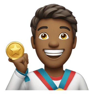 Excited man with awards and medals sticker