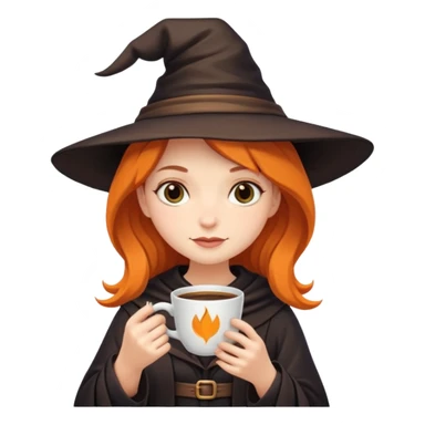 Cute witch  with coffee  sticker