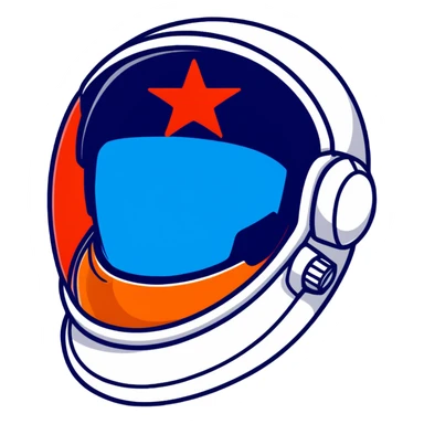 Blue space helmet with red star reflection on visor sticker