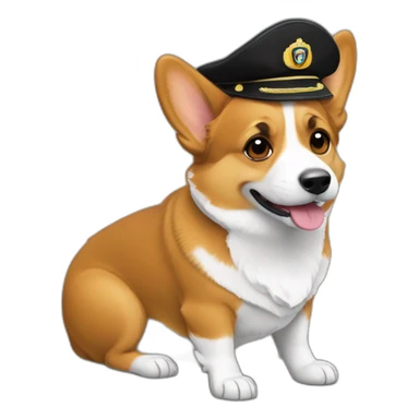 Corgi negro con gorro de capitan sticker