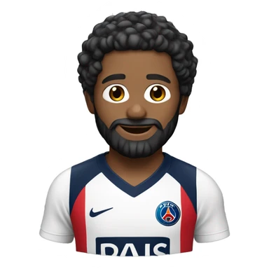 Singe avec le maillot du psg homme blanc cheveux noirs barbe noire et yeux bleus sticker
