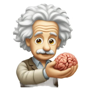 albert einstein holding brain in his hands sticker
