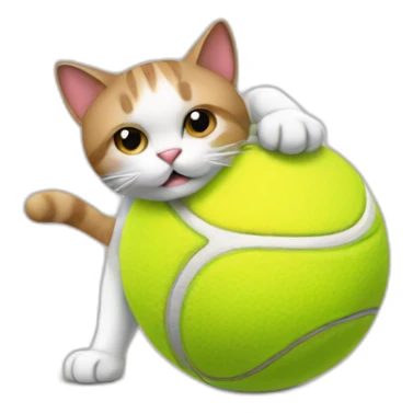 Cat on the back playing with tennis ball sticker