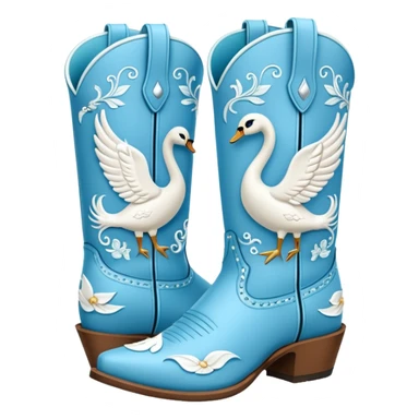 Light blue cowgirl boots with swans on them sticker