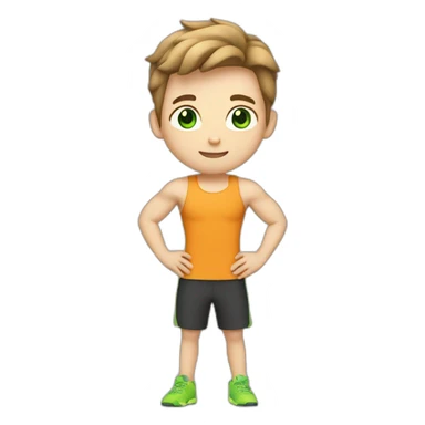 Fitness boy, whole body, white skin, light brown hair, green eyes sticker