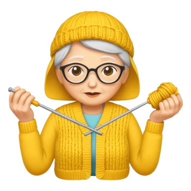 knitting grandma yellow sticker