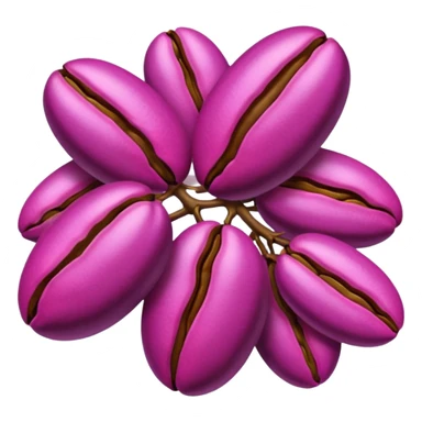 Create minimalist emoji in the style of Coffee Lover — a coffee shop and roastery brand.
Style: cozy, warm.
Colors — purple-pink range.
🫘 coffee beans sticker