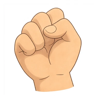 ghibli style hand facing forward in a fist, thumb between index and middle fingers sticker