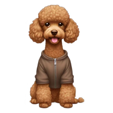 Poodle brown cute dog with clothes sticker