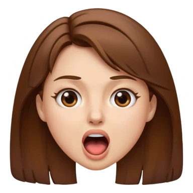 Woman brown hair. Mouth open. Not smiling sticker