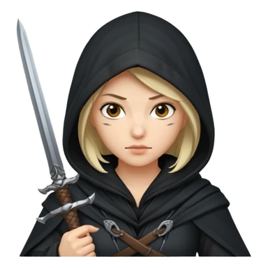 asasin woman with hood and sword sticker