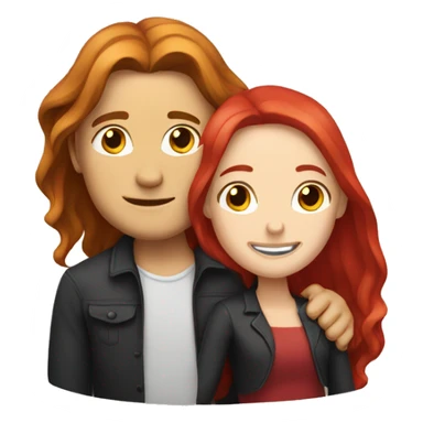 White Man with long hair hugging a white red hair woman sticker
