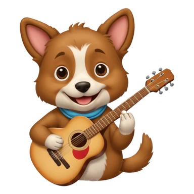 happy dog playing guitar sticker