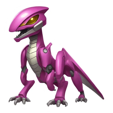 a Genesect-Raptor-Fakémon—hybrid with a futuristic visor-helmet full body sticker