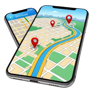 GPS map on iPhone Verticla standing sticker