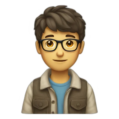 Boy with glasses short hair nerd sticker