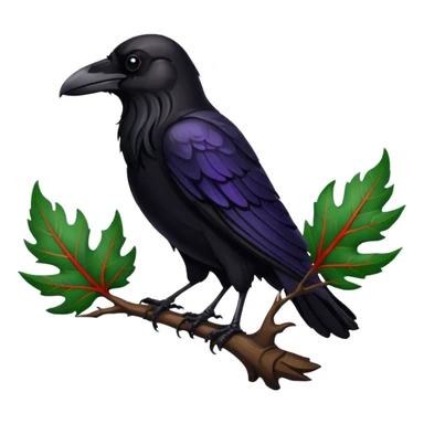 A raven holding a weirwood leaf sticker