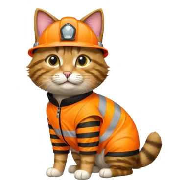 tabby cat standing in hi-vis clothing facing right sticker