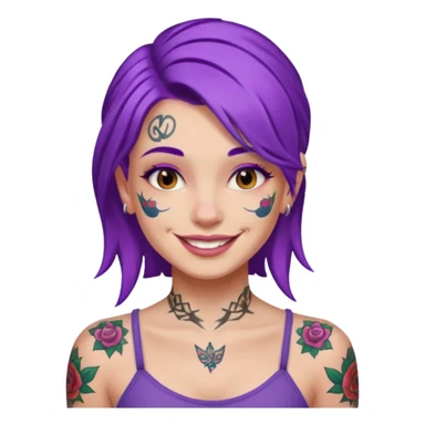 women with tatoos and hightlight that tatoos with purple hair sticker