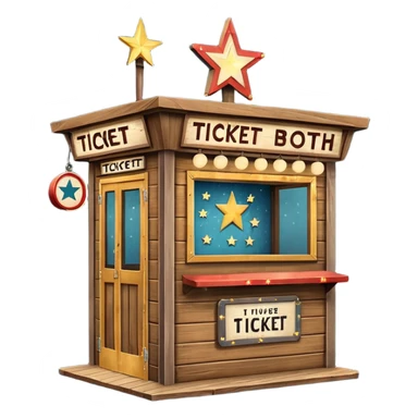 A ticket booth with retro lights and star-shaped sign. sticker