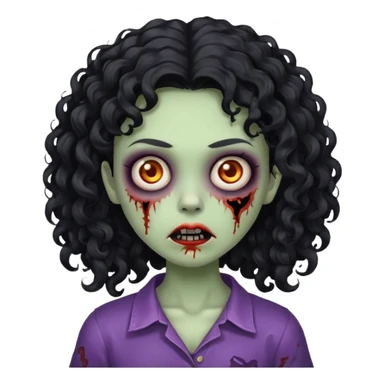 A girl zombie with black curly hair  sticker